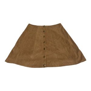 Altar'd State Faux Suede Snap Front Mini-Skirt Brown Size S Small